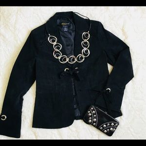 Black Suede Jacket with Grommets